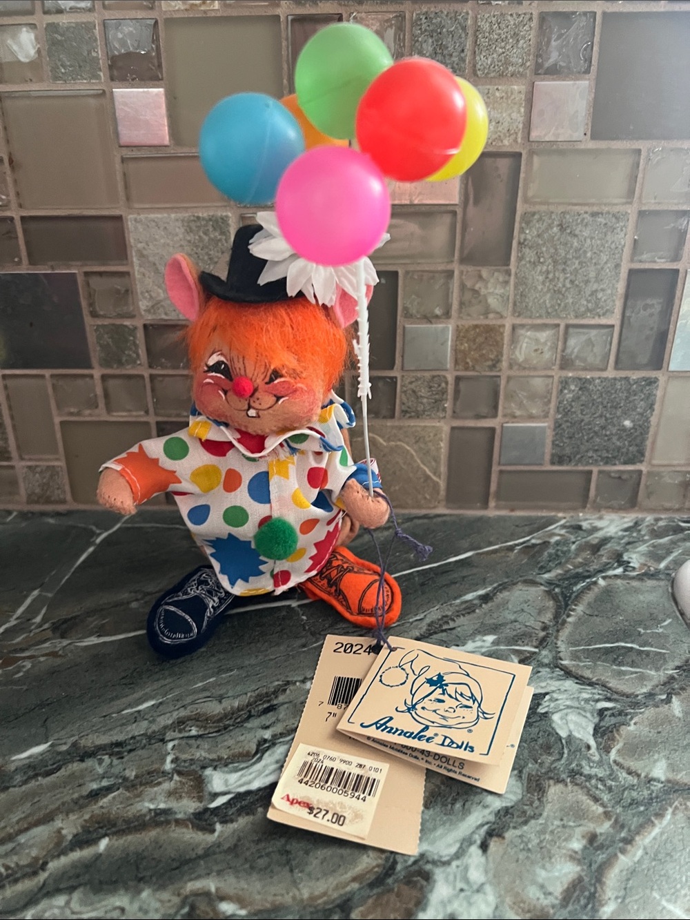 Annalee Circus Clown Mouse Doll w/ Balloons